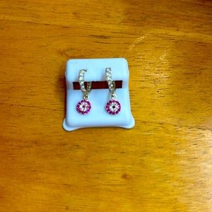 14kt evil eye dangling earrings